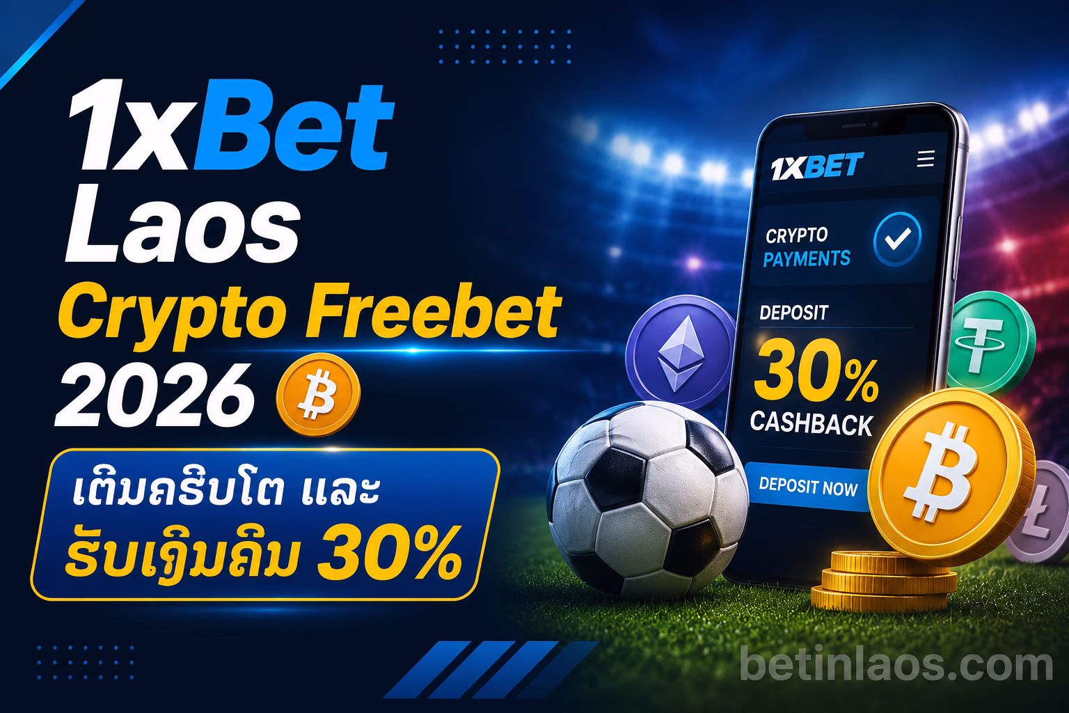 1xBet Laos Crypto Freebet 2026 ₿ | ເຕີມຄຣິບໂຕ ແລະ ຮັບເງິນຄືນ 30%